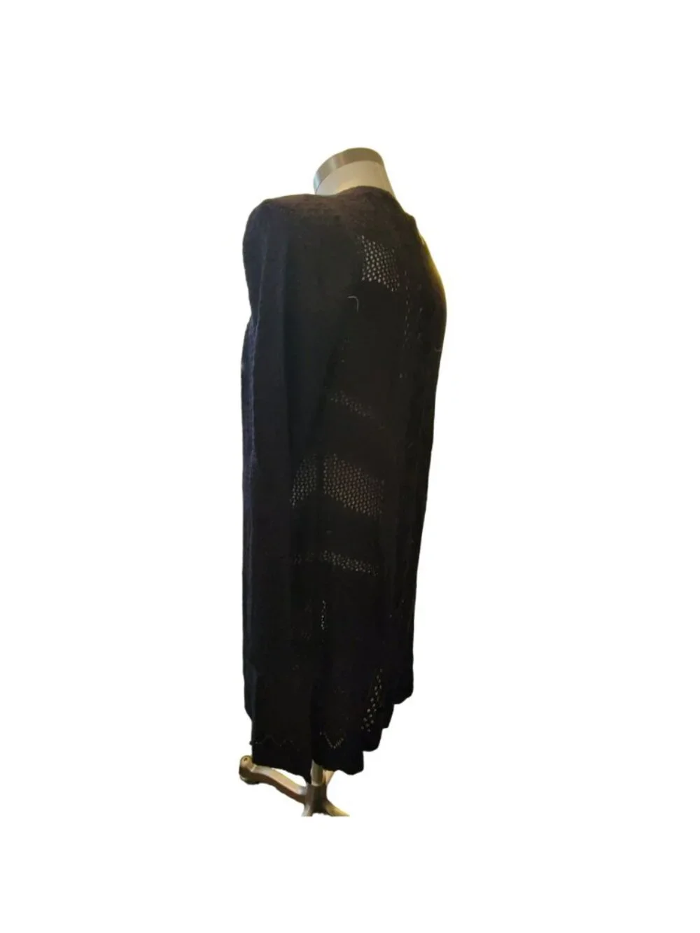 Womans Black Duster Lacy Open Knit Weave Cardigan Sweater Size Small NWT jj3597